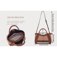 Bolso de Lona con Rayas Leten Bolso de Hombro Retro a Cuadros de Lujo Bolso de Mochila de Cuero Genuino para Mujeres Material Exterior PVC/Vinilo - details 1