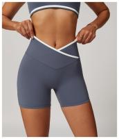 Pantalones cortos de Yoga cruzados de cintura alta, ajustados y Nude, pantalones deportivos de levantamiento de cadera de melocotón, pantalones de Fitness al aire libre para mujer - details 8