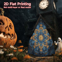 Capa gótica de Halloween - Diseño de mandala en azul profundo y dorado, disfraz con capucha para bruja, vampiro, medieval - Conjunto de fiesta de cosplay - Solo lavado a mano - details 7