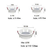 Downlight LED Recortado Anti-reflejo Lámpara de techo de aluminio Redonda con brillo de 700 lúmenes - details 4