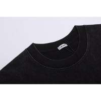 LOEVE-Camiseta de manga corta desgastada con copos de nieve lavados de algodón puro a la moda, camiseta holgada y versátil con Logo bordado para parejas de verano para hombre - details 2