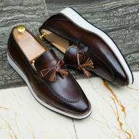 Zapatos bajos retro de cuero con borlas para hombre - details 2