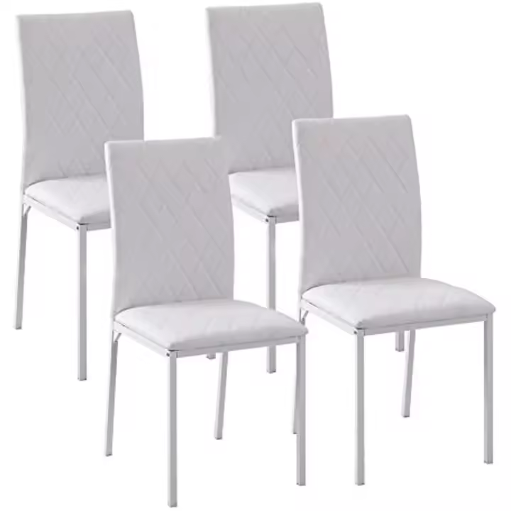 Juego de 4 Sillas de Comedor Tapizadas en Polipiel y Patas de Metal Sillas Modernas para Cocina Dormitorio Carga 120 kg 41x50x91 cm Blanco - 1