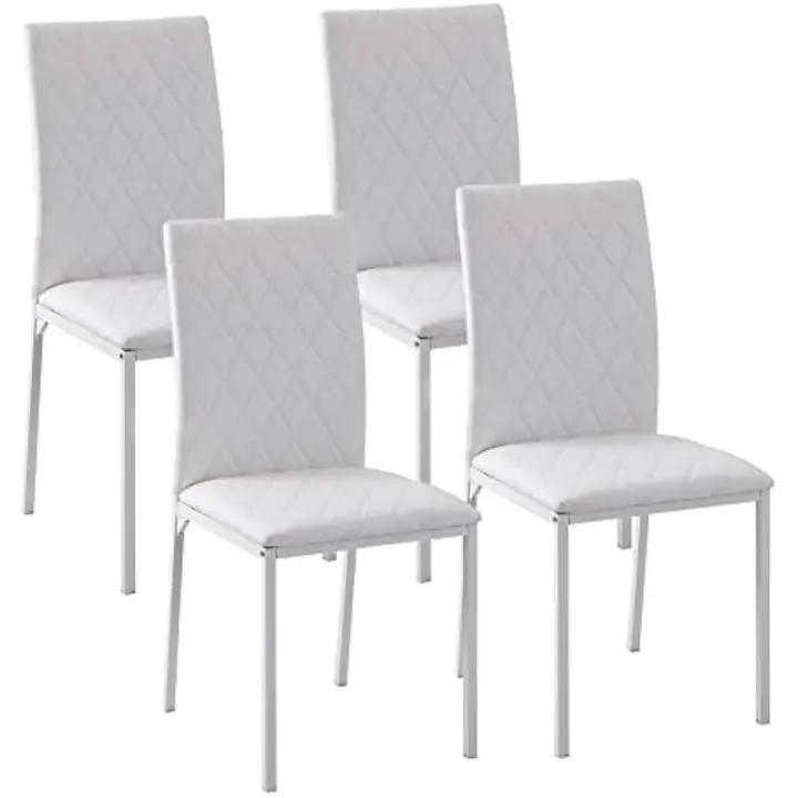 Juego de 4 Sillas de Comedor Tapizadas en Polipiel y Patas de Metal Sillas Modernas para Cocina Dormitorio Carga 120 kg 41x50x91 cm Blanco - 1