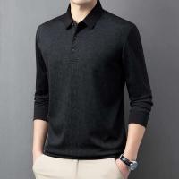 Camisa de negocios casual para hombre, polo de manga larga con insignia, color sólido, transpirable, cómoda, versátil, a la moda, - details 18