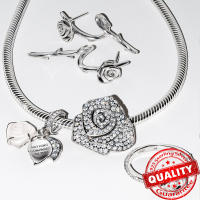 Encanto de Flor de Pansy Rosa de Plata Esterlina Pulsera Original de Plata 925 con Encanto de Mariposa Azul Joyería Fina Regalo - details 1