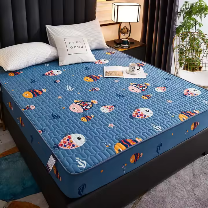 Funda de colchón gruesa impermeable, alfombrilla de látex acolchada, fundas de cama, Protector de sábana ajustable agradable para la piel, colcha 150/160/180x200 - 1