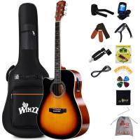 4/4 Guitarra Electroacústica para Adultos Zurdos, Guitarra Principiante Folk con Accesorios Completos (41 Pulgadas) - details 0