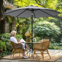 Sombrilla de Playa Grande Parasol Inclinable con Manivela Protección UV para Patio, Jardín, Piscina, Exterior Gris - details 6