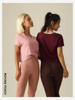Camisetas Deportivas Mujer MOVING PEACH Camiseta de Yoga Top Dri-fit T-shirts Gym Top Front Wrap Detalle Transpirable ETM Material Exterior 47% Viscosa 47% Algodón 6% Spandex - details 2