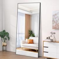 192 x 85 cm, Espejo de pared con marco de aluminio, espejo de pie inclinado o colgante para salón, dormitorio, entrada, negro - details 0
