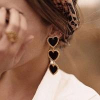 Pendientes largos y redondos de esmalte de Nuevos Bohemios, amor en forma de corazón para mujer, pendientes grandes rojos exagerados en fiestas - details 4