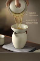 Mihuang Ru Kiln Sancai Bowl Fair Taza de té de tres piezas Anti escaldaduras con cubierta Juego individual - details 3