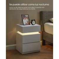 Mesita de Noche con Tira de Luz LED Multicolor Variable, 3 Cajones, Mesa Auxiliar, Estilo Moderno, 35 x 40 x 55 cm, Negro Efecto Madera LET0830B01 - details 14