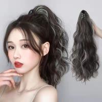 Peluca de cola de caballo con clip de permanente de maíz, extensión de cola de caballo, cola de caballo corta ondulada y rizada ombre, postizo de cola de caballo con clip esponjoso para mujeres - details 6