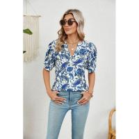 Camiseta holgada con estampado vintage para mujer, ropa de manga corta de estilo coreano a la moda, Top informal con cuello en V para mujer - details 4