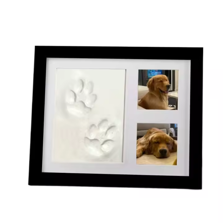 Marco de fotos con estampado de pata de mascota, tablero Artificial hecho a mano, marco de fotos conmemorativo para bebé, adornos rectangulares con huellas de gato - 1