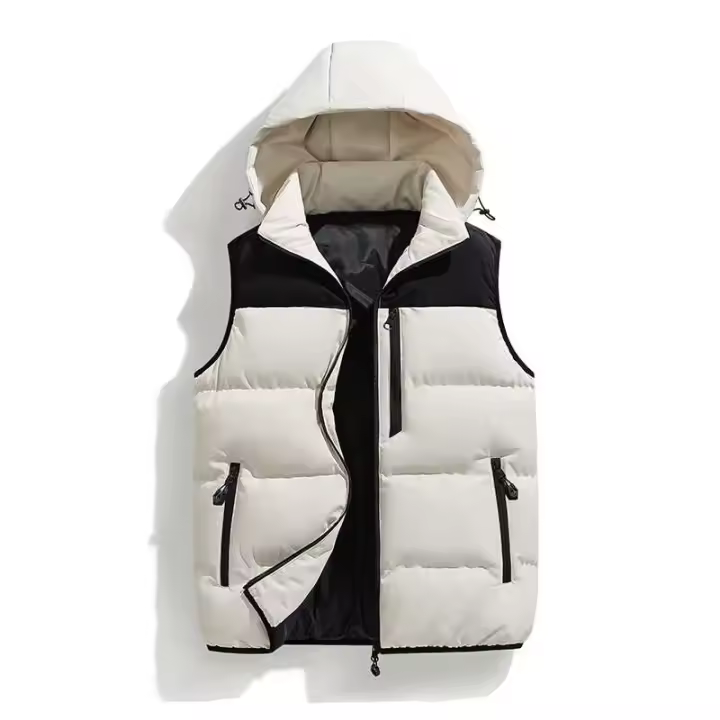 Chaleco impermeable grueso con capucha para hombre, ropa informal para exteriores, con logo, doble color, con múltiples bolsillos, desmontable, 2025 - 1