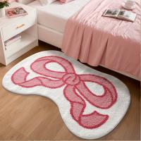 Alfombra De Baño Suave Y Absorbente Con Diseño De Lazo Rosa Non-Slip Tejida En Poliéster Y TPR Para Comodidad En El Baño - details 1