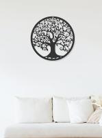 Decoración de pared de árbol de la vida de metal, arte de silueta para regalo, decoración del hogar para jardín interior y exterior (negro, 28x28cm) - details 2