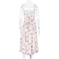 Vestido Midi bohemio de verano con tirantes finos y abertura en el muslo, vestido con lazo en la parte delantera, estampado liso, sin mangas, Vintage, vestidos de playa - details 13