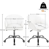 Oficina Ruedas Altura Ajustable MAX Carga 136 KG Despacho Estudio Blanco Piel Sintética - details 4