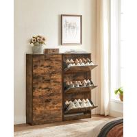 Armario de Madera de 3 Pisos Diseño con 3 Puertas Abatibles Ideal para Entrada Estrecha, Pasillo, Sala de Estar 60 x 24 x 120 cm Marrón Rústico - details 3