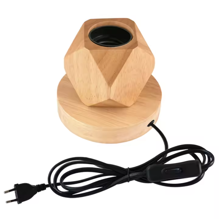 Base de soporte de lámpara de mesa de madera, enchufe europeo Retro, luces de noche, lámpara de escritorio para decoración de dormitorio y sala de estar, 220V, 110V, E27 - 1