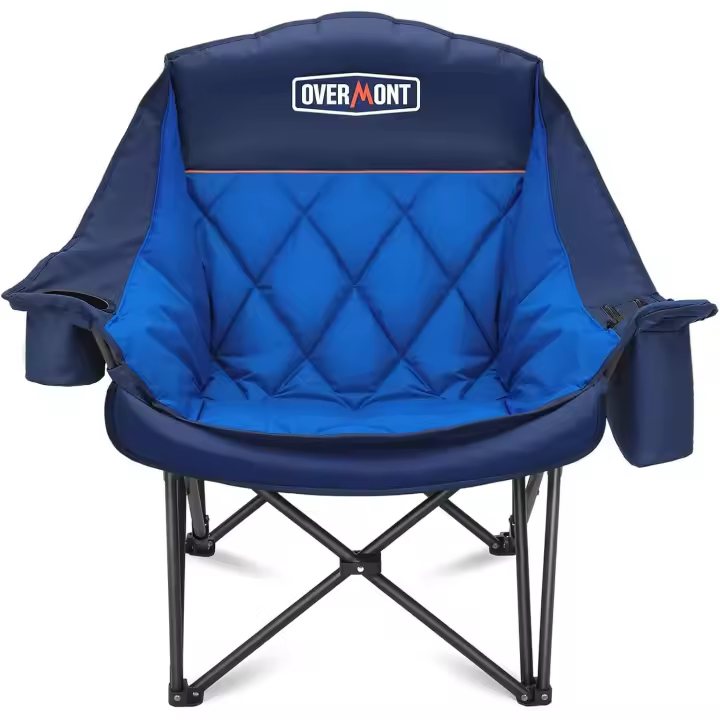 Silla de Camping Plegable Grande 204kg Resistente, Bolsa Térmica y Portavasos - 1