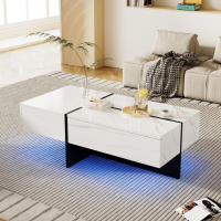 Mesa de Café de Mármol Blanco Brillo Alto Controlado por la Aplicación Muebles de Sala - details 7