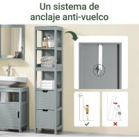 Armario de Baño Estrecho Moderno Diseño Nórdico Compacto con 3 Estantes y 2 Cajones - details 15