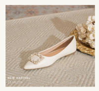 Zapatos planos de mujer estilo francés, 2025, nuevo estilo de hadas, perla, hebilla cuadrada, punta puntiaguda, boca poco profunda, no cansan los pies, zapatos individuales. - details 14