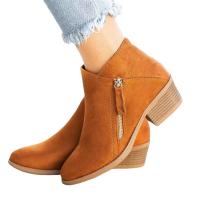 Botas Martin de ante para mujer, tacones gruesos, cremallera lateral, botas cortas de talla grande para mujer - details 3