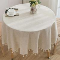 Manteles circulares de mesa franceses para el hogar, manteles con flecos de algodón y lino, decoraciones para fiestas en casa, bodas y cocinas - details 0