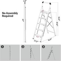 5 peldaños Aluminio, Doméstica Estrecha con Pasamanos, Mecanismo Antiplegado, Uso Hogar Cocina Despensa Oficina, Ahorro Espacio y Portátil, Plata - details 8