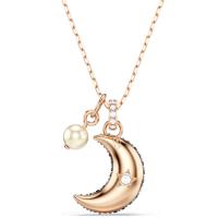 Swarosk oro rosa pavé azul CZ piedra Luna colgante plata cristal perla encanto collar joyería regalo de San Valentín para mujeres ﻿ - details 1
