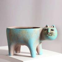 ETA jugoso de cerámica en forma de gato, jarrón de simulación de cómic animal, planta de interior ETE, decoración del hogar - details 3
