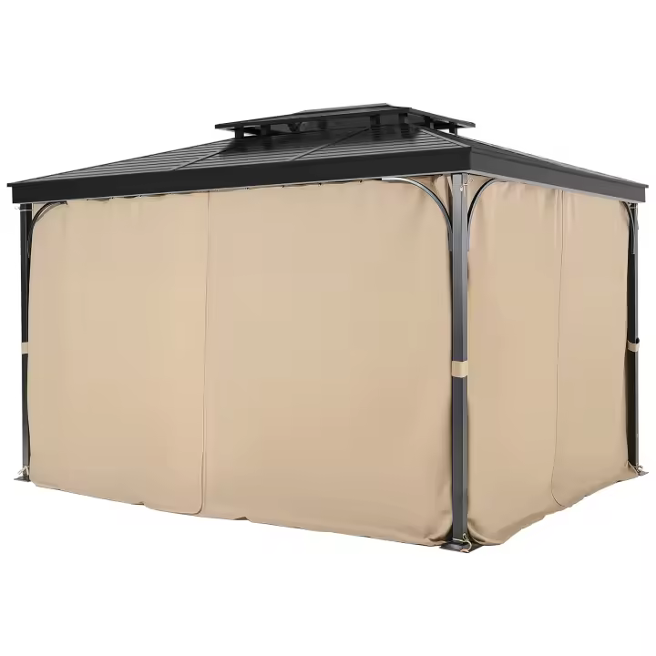 SucceBuy Cortinas impermeables para cenador para exteriores, 12' x 10', paredes laterales de privacidad de 4 paneles con cremalleras - 1