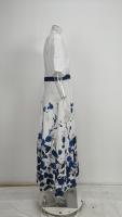 Vestido de falda grande con cordones estampado con cuello en V y temperamento elegante y a la moda para mujer 2025 - details 6