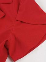 Elegante Vestido Largo Formnal con Manga de Pétalo Retro Cuello Invertido, Doble Abotonadura, Cinturón Vintage para Mujeres Vestido de Té de Verano - details 5