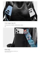Mochila de Cuero Suave Casual para Mujeres Impermeable, Resistente al Desgaste, Antirrobo con Patrones de Parche Bolsa de Hombro Grande con Lining de Dacron - details 20