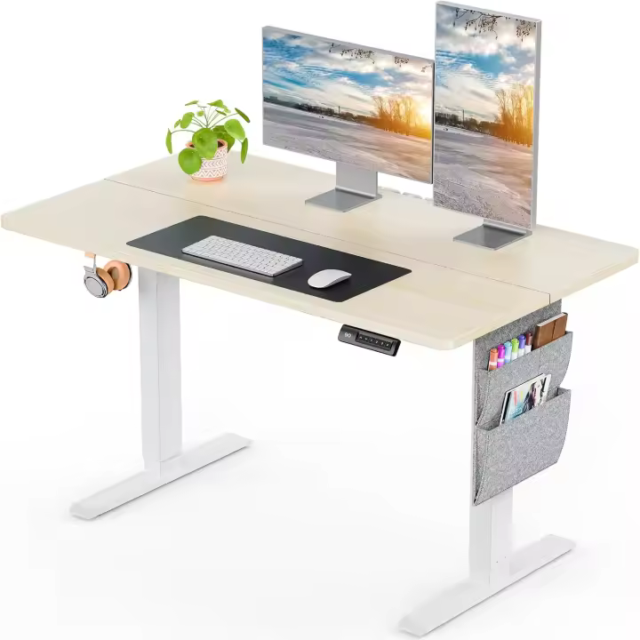 Altura Regulable 120 x 60 cm, soporta hasta 80 kg Altura Ajustable con Bolsa de Almacenamiento, Escritorio eléctrico con función de Memoria para Estaciones de Trabajo - 1