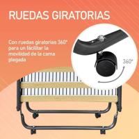 Cama Plegable Práctica y Funcional 80 x 190 cm con Almohada Estructura de Metal con 4 Ruedas - details 5