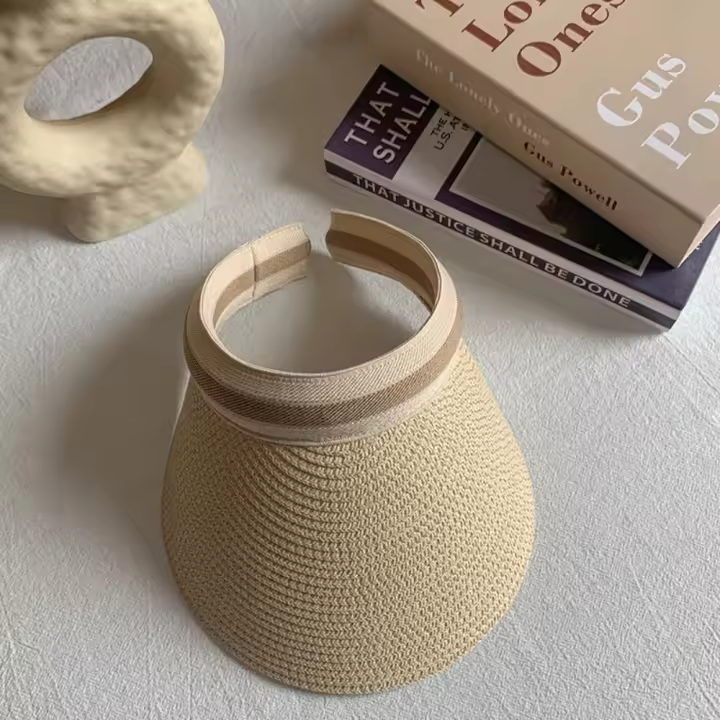Gorra con visera de paja Lafite ajustable, ala grande, elástica, sombrero hueco para la playa, protección UV, protector solar, gorra de verano para el sol, calle - 1
