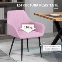 Pack de 2 Sillas de Comedor Sillas Decorativas Tapizadas en Lino Sillas de Cocina con Respaldo Reposabrazos y Patas de Metal para Salón 59,5x56,5x81 cm - details 25