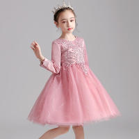 Vestido de noche para niñas con falda abullonada de malla con bordado de estilo nuevo para niños - details 36