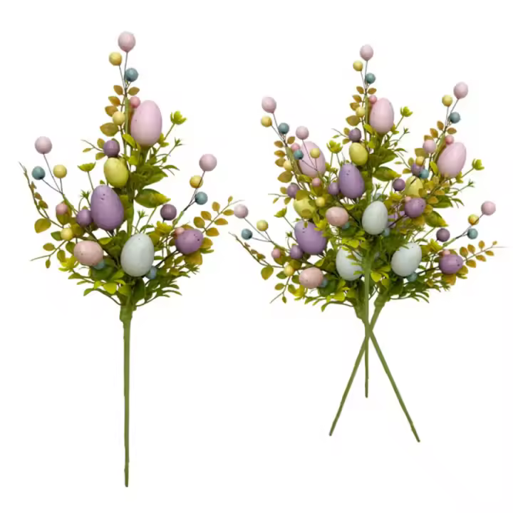 Decoración de Pascua, huevo Artificial, rama de flor de tulipán, margaritas falsas coloridas, ramos DIY para fiesta de Pascua, decoraciones de mesa para el hogar - 1