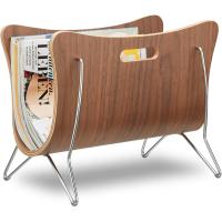 Revistero de Madera, Soporte Revistas, Cesta Periódicos, Diseño Moderno, Metal, 1 Ud, 30 x 37 x 25 cm, Marrón, Tablero de Fibras - details 0