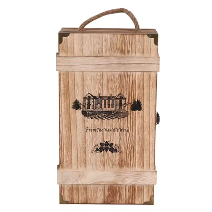 Caja portabotellas Vintage de madera, soporte de exhibición para transporte de botellas de vino tinto, caja de almacenamiento, fiesta de cumpleaños, regalo de Navidad - 1
