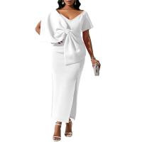 BUNO- vestido de verano de manga corta con lazo de talla grande para discoteca, vestidos grandes lisos para mujer, vestido ajustado de fiesta con curvas - details 6